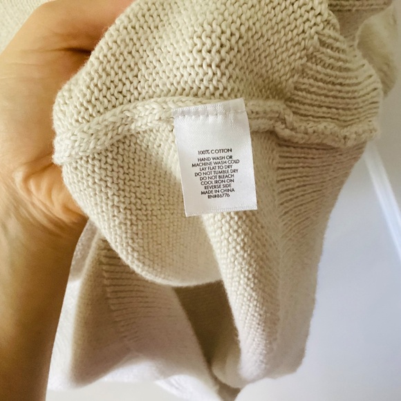 J. Society Women's Sz L Oatmeal 100% Cotton v-neck polo top oversized preppy - Picture 4 of 9